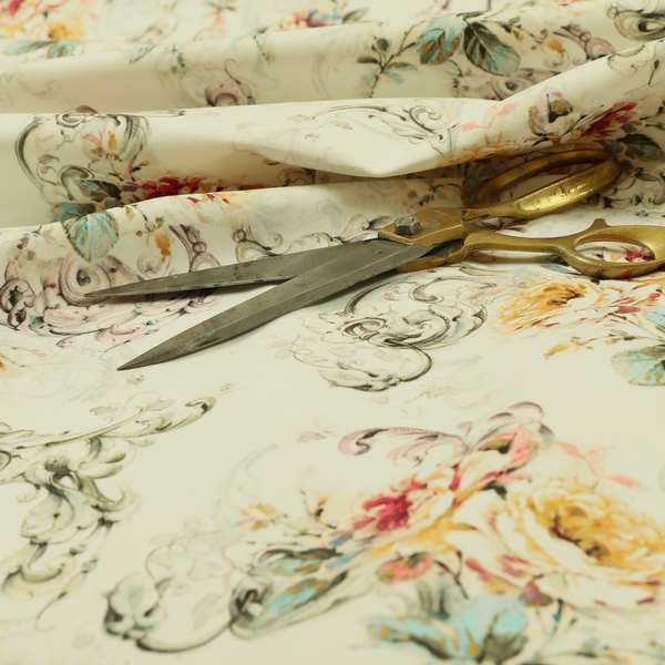 Freedom Printed Velvet Fabric Collection Floral Pattern Upholstery Fabric CTR-75 - Roman Blinds