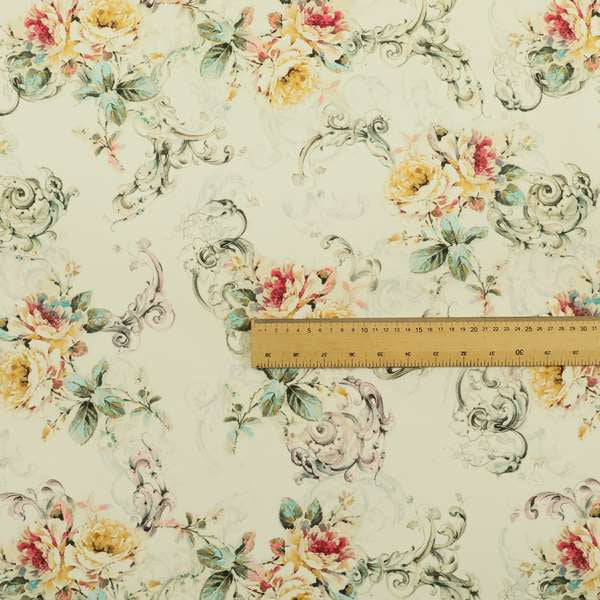 Freedom Printed Velvet Fabric Collection Floral Pattern Upholstery Fabric CTR-75 - Roman Blinds