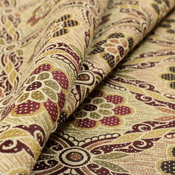 Acer Purple Colour Chenille Upholstery Fabric Traditional Damask Pattern CTR-750 - Handmade Cushions