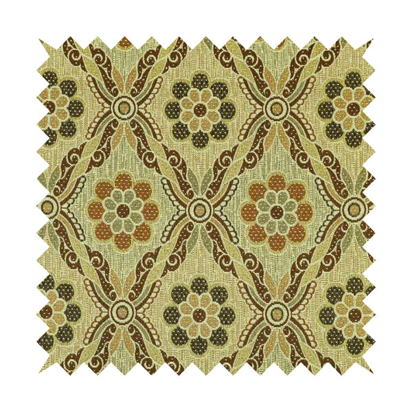 Acer Brown Colour Chenille Upholstery Fabric Traditional Damask Pattern CTR-751 - Made To Measure Curtains