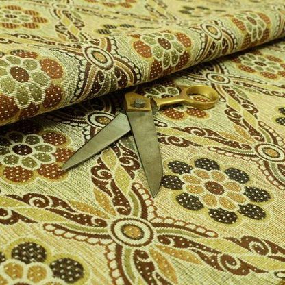 Acer Brown Colour Chenille Upholstery Fabric Traditional Damask Pattern CTR-751 - Roman Blinds