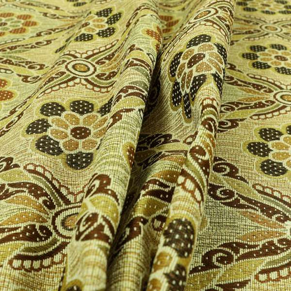 Acer Brown Colour Chenille Upholstery Fabric Traditional Damask Pattern CTR-751 - Roman Blinds