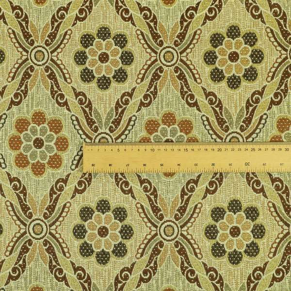 Acer Brown Colour Chenille Upholstery Fabric Traditional Damask Pattern CTR-751 - Roman Blinds