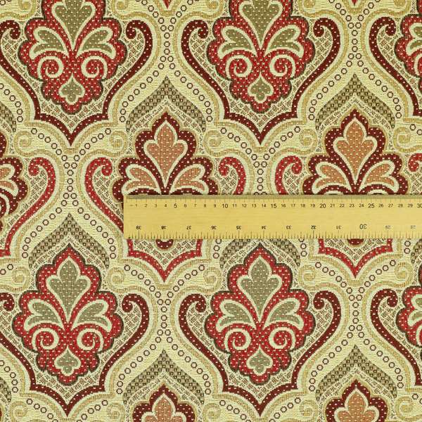 Acer Red Burgundy Chenille Upholstery Fabric Floral Damask Pattern CTR-755 - Made To Measure Curtains