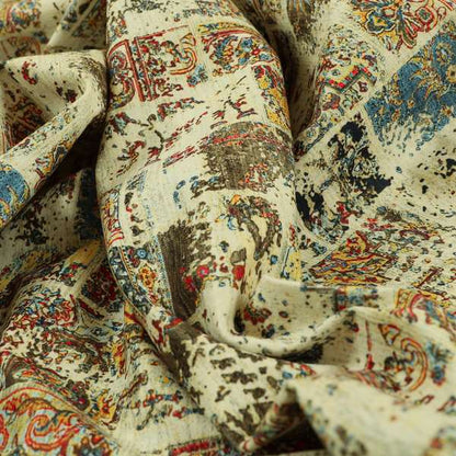 Freedom Printed Velvet Fabric Collection Patchwork Wall Art Pattern Upholstery Fabric CTR-76 - Made To Measure Curtains