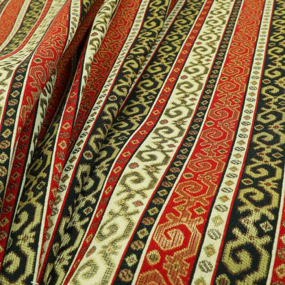 Persia Aztec Blue White Red Chenille Upholstery Fabric Greek Tradition Stripe Pattern CTR-770