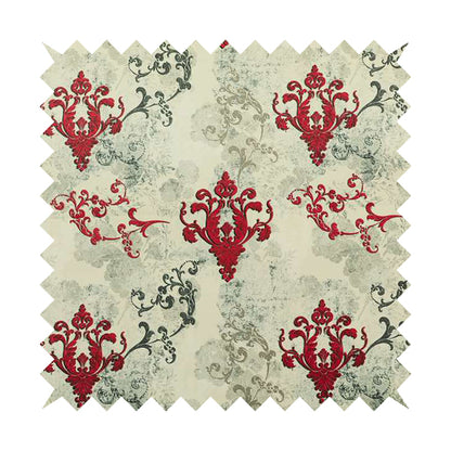 Freedom Printed Velvet Fabric Collection Damask Pattern In Red Colour Upholstery Fabric CTR-78 - Handmade Cushions