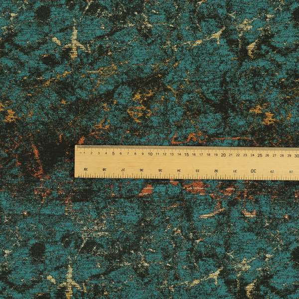 Agenda Quality Semi Plain Abstract Blue Chenille Furnishing Upholstery Fabric CTR-781 - Roman Blinds