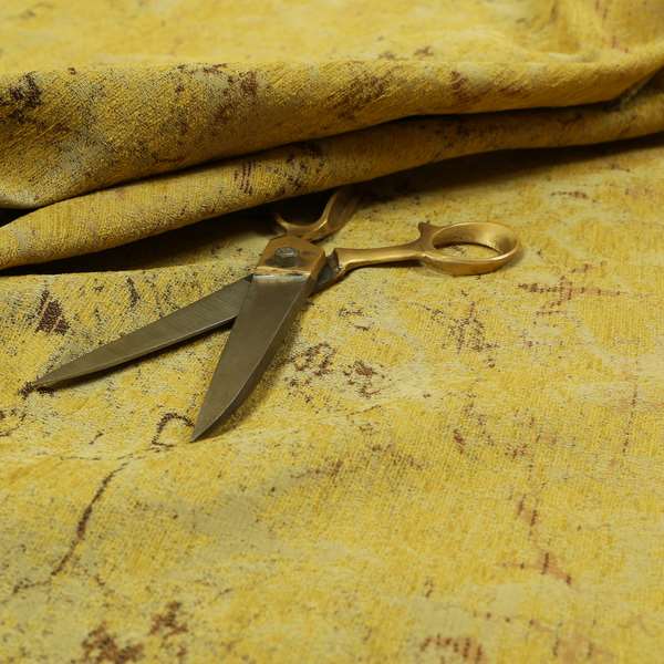 Agenda Quality Semi Plain Abstract Yellow Chenille Furnishing Upholstery Fabric CTR-782 - Handmade Cushions