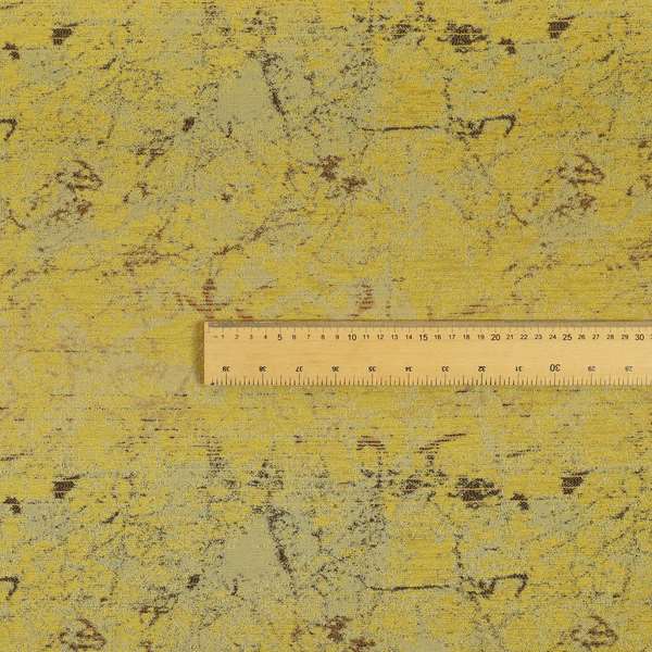 Agenda Quality Semi Plain Abstract Yellow Chenille Furnishing Upholstery Fabric CTR-782 - Made To Measure Curtains