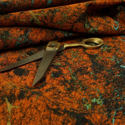 Agenda Quality Semi Plain Abstract Orange Chenille Furnishing Upholstery Fabric CTR-785 - Roman Blinds