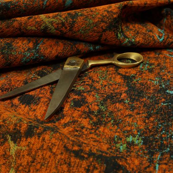 Agenda Quality Semi Plain Abstract Orange Chenille Furnishing Upholstery Fabric CTR-785 - Made To Measure Curtains