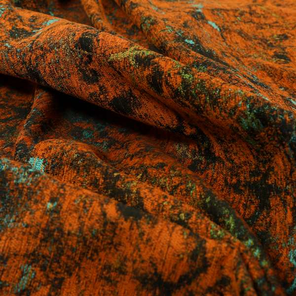 Agenda Quality Semi Plain Abstract Orange Chenille Furnishing Upholstery Fabric CTR-785 - Roman Blinds