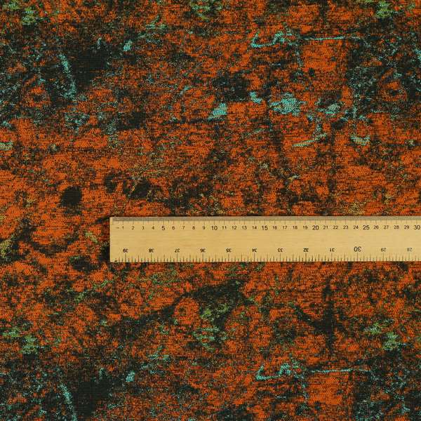 Agenda Quality Semi Plain Abstract Orange Chenille Furnishing Upholstery Fabric CTR-785 - Roman Blinds