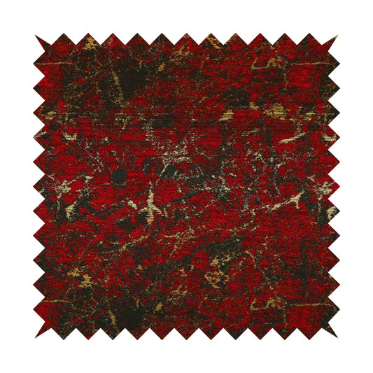 Agenda Quality Semi Plain Abstract Red Chenille Furnishing Upholstery Fabric CTR-786