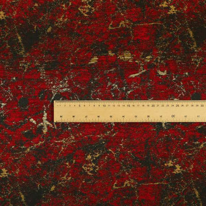 Agenda Quality Semi Plain Abstract Red Chenille Furnishing Upholstery Fabric CTR-786