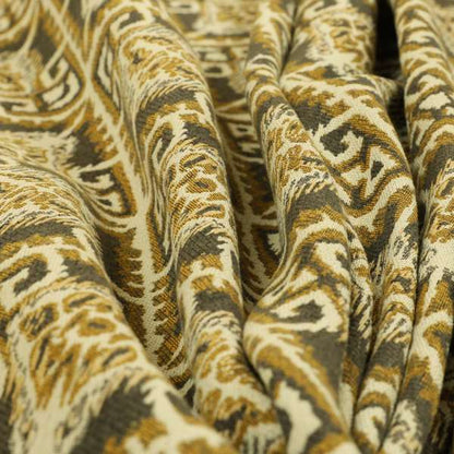 Trapeze Mexican Kilim Theme Pattern Grey Yellow Chenille Upholstery Fabrics CTR-789