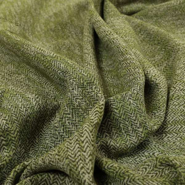 Trapeze Faded Herringbone Pattern Semi Plain Green Furnishing Fabrics CTR-792 - Made To Measure Curtains