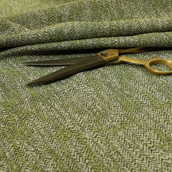 Trapeze Faded Herringbone Pattern Semi Plain Green Furnishing Fabrics CTR-792 - Made To Measure Curtains