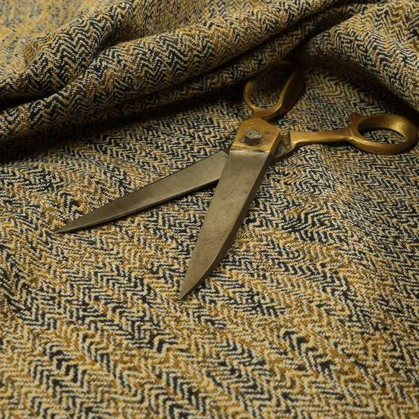 Trapeze Faded Herringbone Pattern Semi Plain Blue Yellow Furnishing Fabrics CTR-793 - Roman Blinds