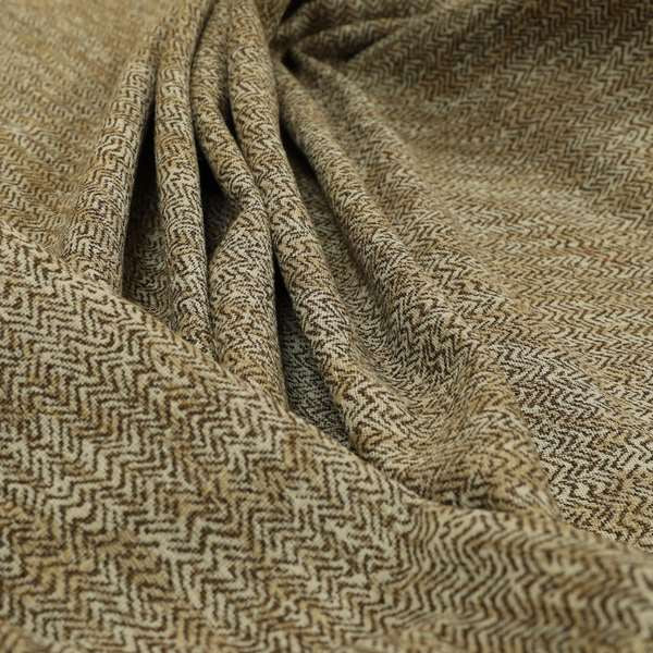 Trapeze Faded Herringbone Pattern Semi Plain Brown Furnishing Fabrics CTR-794 - Made To Measure Curtains