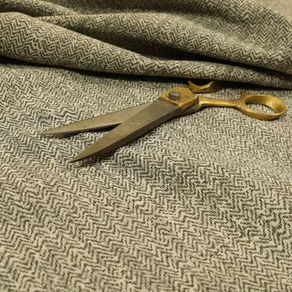 Trapeze Faded Herringbone Pattern Semi Plain Grey Silver Furnishing Fabrics CTR-795 - Roman Blinds