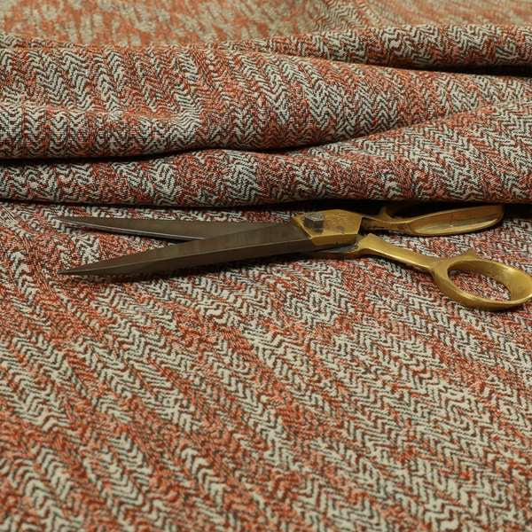 Trapeze Faded Herringbone Pattern Semi Plain Orange Furnishing Fabrics CTR-796 - Roman Blinds