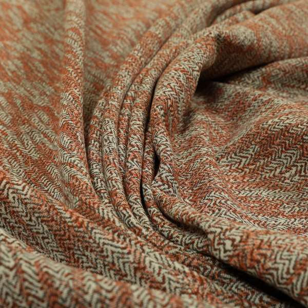 Trapeze Faded Herringbone Pattern Semi Plain Orange Furnishing Fabrics CTR-796 - Roman Blinds