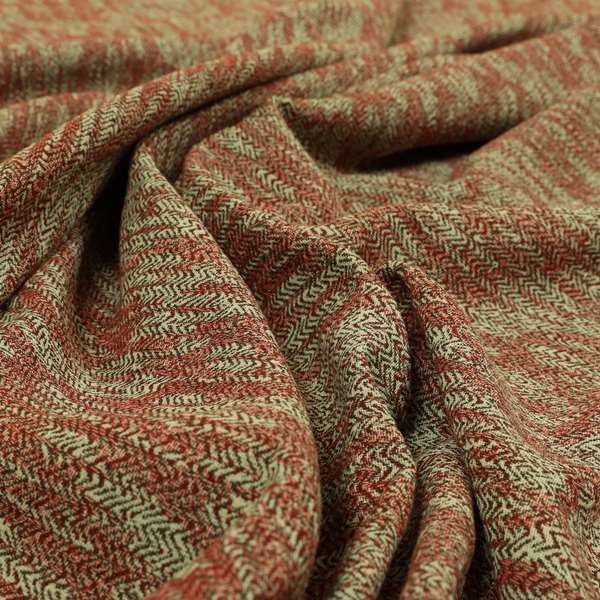 Trapeze Faded Herringbone Pattern Semi Plain Red Furnishing Fabrics CTR-797 - Made To Measure Curtains