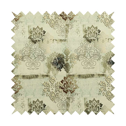 Freedom Printed Velvet Fabric Collection Patchwork Pattern Natural Brown Colour Upholstery Fabric CTR-80 - Roman Blinds