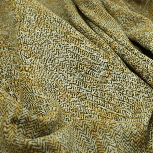 Trapeze Faded Herringbone Pattern Semi Plain Yellow Furnishing Fabrics CTR-800 - Made To Measure Curtains