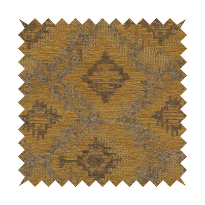 Elba Faded Kilim Traditional Pattern Yellow Chenille Colour Furnishing Curtain Fabric CTR-803 - Roman Blinds