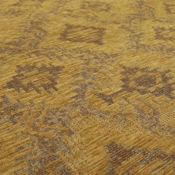 Elba Faded Kilim Traditional Pattern Yellow Chenille Colour Furnishing Curtain Fabric CTR-803 - Handmade Cushions