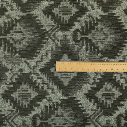 Elba Faded Kilim Traditional Pattern Grey Chenille Colour Furnishing Curtain Fabric CTR-805 - Made To Measure Curtains