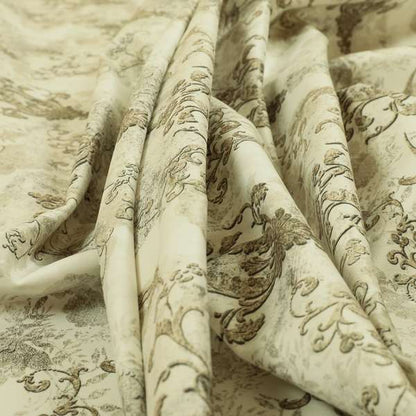 Freedom Printed Velvet Fabric Collection Damask Pattern In Brown Colour Upholstery Fabric CTR-81 - Handmade Cushions