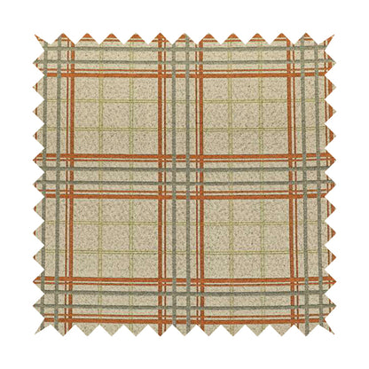 Sherbourne Wool Effect Chenille Orange Green Colour Tartan Plaid Pattern Curtain Upholstery Fabrics CTR-814 - Roman Blinds