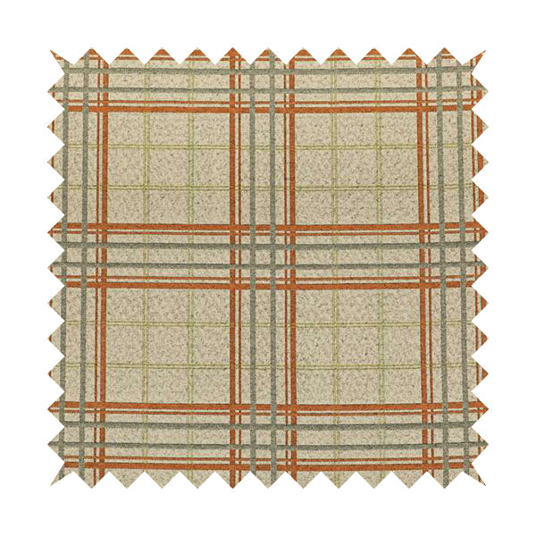 Sherbourne Wool Effect Chenille Orange Green Colour Tartan Plaid Pattern Curtain Upholstery Fabrics CTR-814 - Handmade Cushions