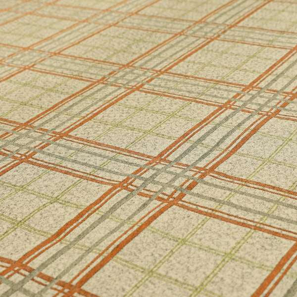 Sherbourne Wool Effect Chenille Orange Green Colour Tartan Plaid Pattern Curtain Upholstery Fabrics CTR-814 - Roman Blinds