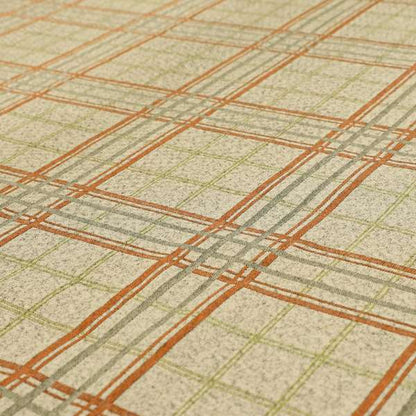 Sherbourne Wool Effect Chenille Orange Green Colour Tartan Plaid Pattern Curtain Upholstery Fabrics CTR-814 - Roman Blinds