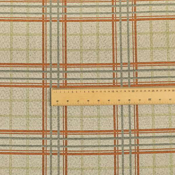 Sherbourne Wool Effect Chenille Orange Green Colour Tartan Plaid Pattern Curtain Upholstery Fabrics CTR-814 - Roman Blinds