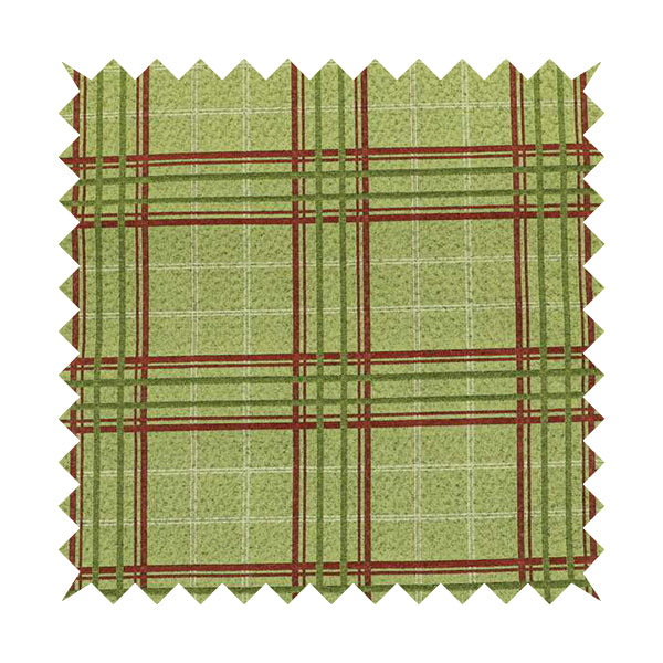 Sherbourne Wool Effect Chenille Green Colour Tartan Plaid Pattern Curtain Upholstery Fabrics CTR-815 - Roman Blinds