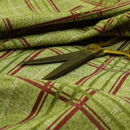 Sherbourne Wool Effect Chenille Green Colour Tartan Plaid Pattern Curtain Upholstery Fabrics CTR-815 - Roman Blinds