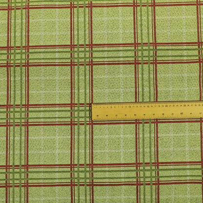 Sherbourne Wool Effect Chenille Green Colour Tartan Plaid Pattern Curtain Upholstery Fabrics CTR-815 - Roman Blinds