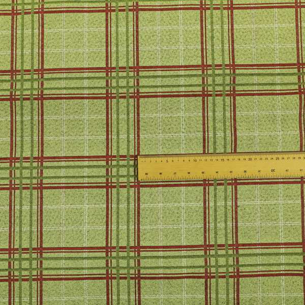 Sherbourne Wool Effect Chenille Green Colour Tartan Plaid Pattern Curtain Upholstery Fabrics CTR-815