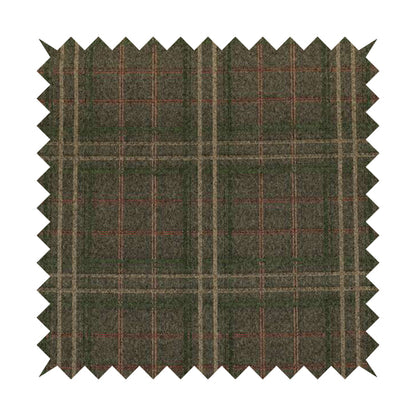 Sherbourne Wool Effect Chenille Brown Green Colour Tartan Plaid Pattern Curtain Upholstery Fabrics CTR-817 - Roman Blinds