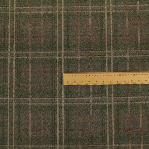 Sherbourne Wool Effect Chenille Brown Green Colour Tartan Plaid Pattern Curtain Upholstery Fabrics CTR-817 - Roman Blinds