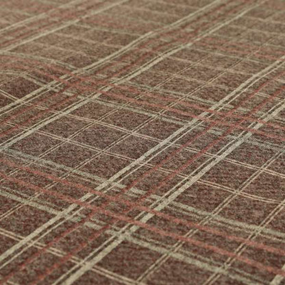 Sherbourne Wool Effect Chenille Burgundy Red Colour Tartan Plaid Pattern Curtain Upholstery Fabrics CTR-818