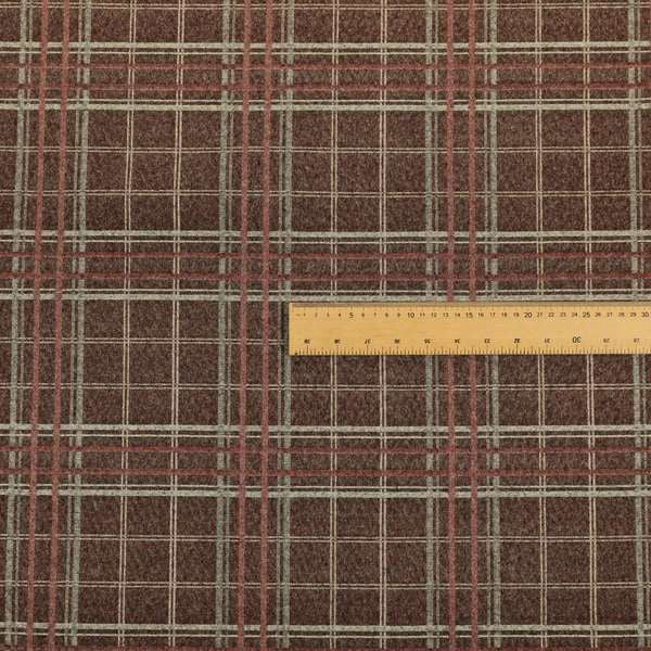 Sherbourne Wool Effect Chenille Burgundy Red Colour Tartan Plaid Pattern Curtain Upholstery Fabrics CTR-818 - Handmade Cushions