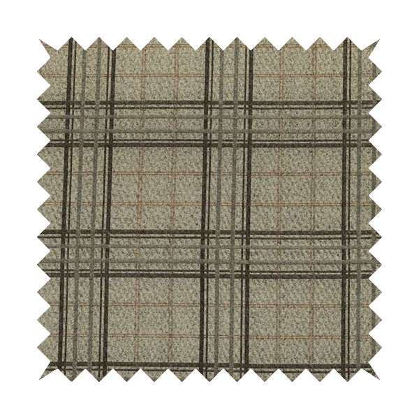 Sherbourne Wool Effect Chenille Brown Orange Colour Tartan Plaid Pattern Curtain Upholstery Fabrics CTR-819
