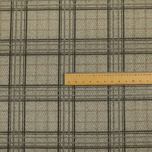 Sherbourne Wool Effect Chenille Brown Orange Colour Tartan Plaid Pattern Curtain Upholstery Fabrics CTR-819 - Roman Blinds